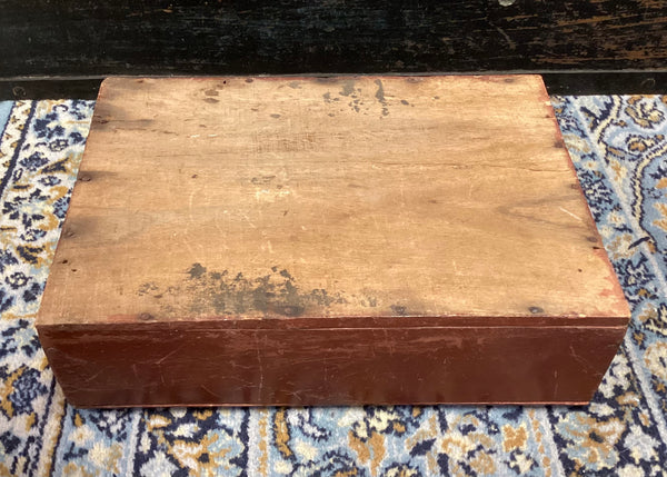 Primitive Painted Wood Slide Top Spice Box