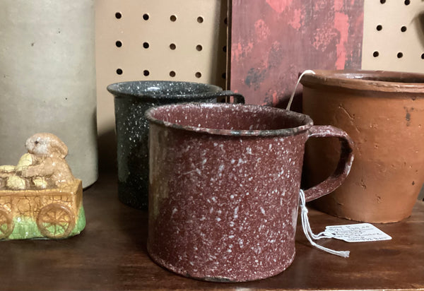 Vintage Brown Graniteware Cup