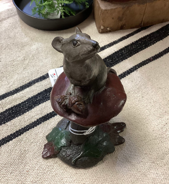 D.H. Turner Signed 1990 Bronze Mouse on Mushroom Sculpture