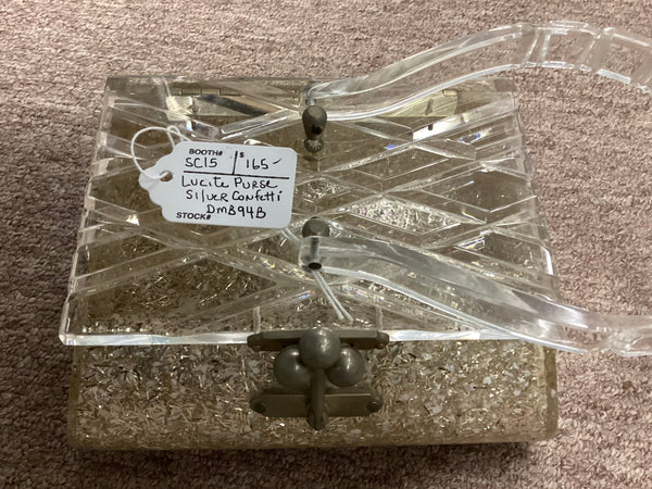 Lucite Purse Silver Confetti