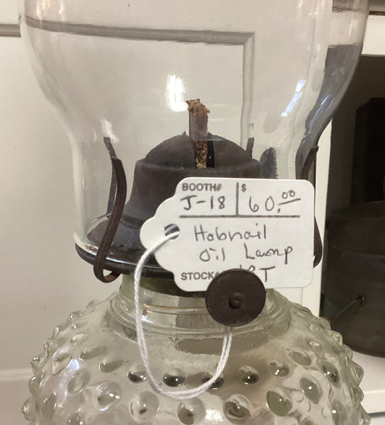 Clear Glass Hobnail Oil Lamp