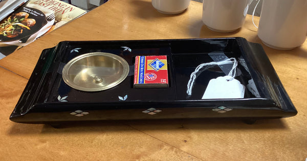 Black Lacquer & Inlaid Mother of Pearl Japanese Cigarette Box
