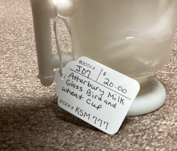 Atterbury EAPG White Milk Glass Bird and Wheat Cup
