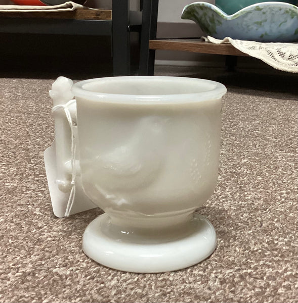 Atterbury EAPG White Milk Glass Bird and Wheat Cup