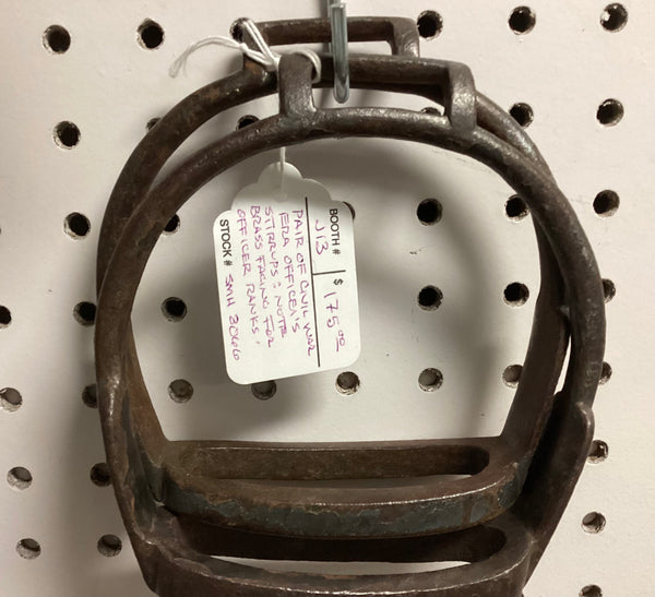 Pair Civil War Era Officer Stirrups w/ Brass Facing