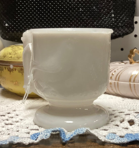 Atterbury EAPG White Milk Glass Bird and Wheat Cup