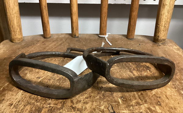 Pair Civil War Era Officer Stirrups w/ Brass Facing
