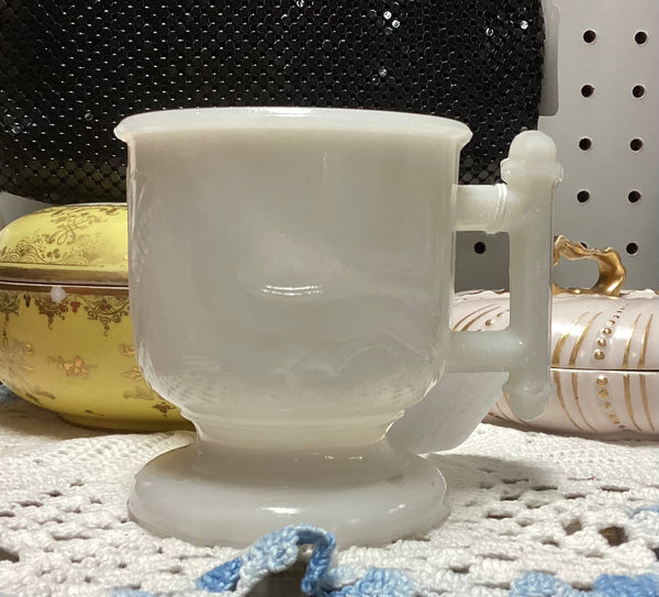 Atterbury EAPG White Milk Glass Bird and Wheat Cup