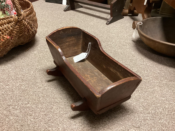 Primitive Painted Wood Doll Cradle w/ Original Paint
