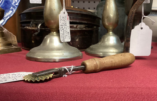 Wrought Iron Frame Brass Wheel Pie Crimper