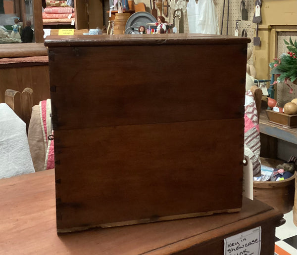 Primitive Antique Wooden Storage Box w/ Hinged Lid