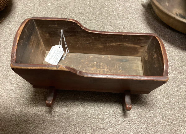 Primitive Painted Wood Doll Cradle w/ Original Paint