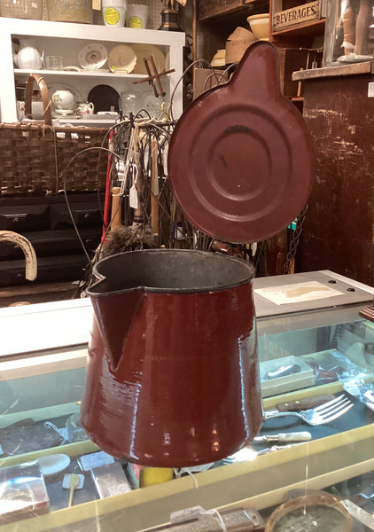 Vintage Brown Enamel Coffee Pot