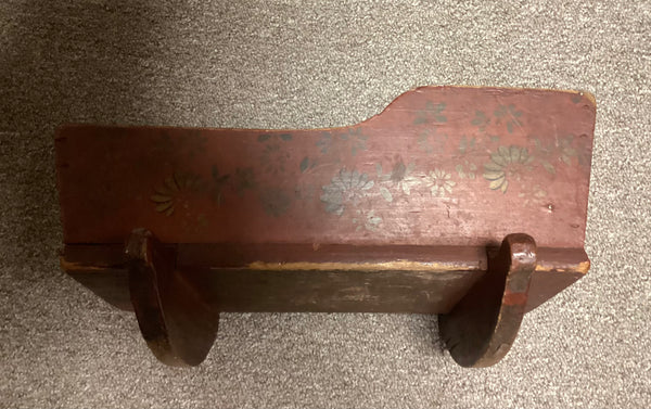 Primitive Painted Wood Doll Cradle w/ Original Paint