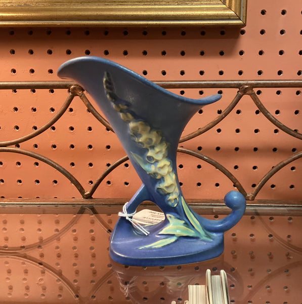 Roseville Blue Foxglove Cornucopia Vase 163-6