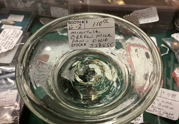 Blown Green Glass Miniature Milk Pan