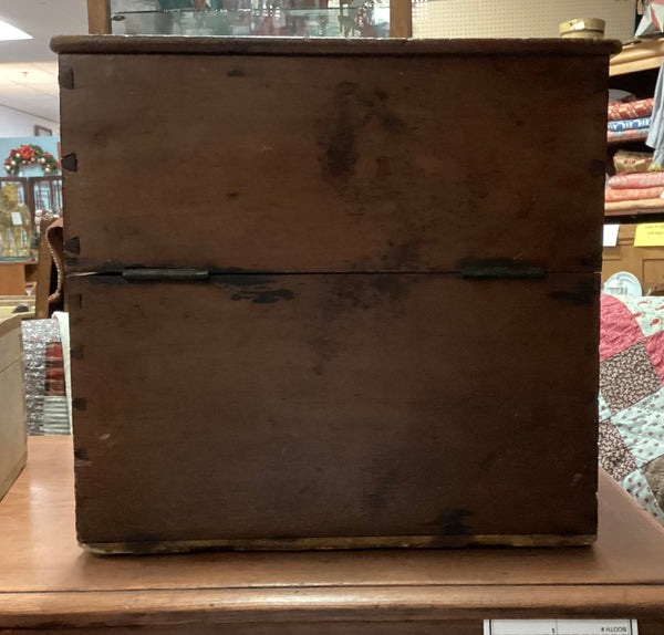 Primitive Antique Wooden Storage Box w/ Hinged Lid