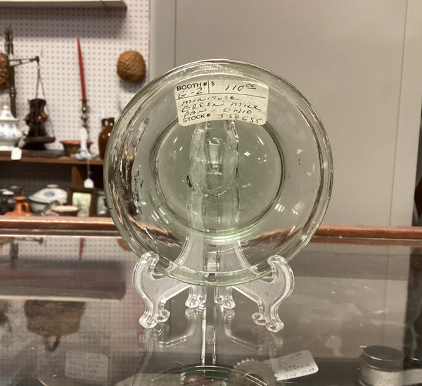 Blown Green Glass Miniature Milk Pan