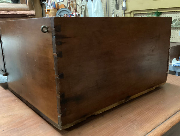 Primitive Antique Wooden Storage Box w/ Hinged Lid