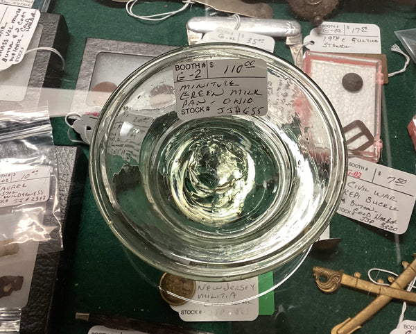 Blown Green Glass Miniature Milk Pan