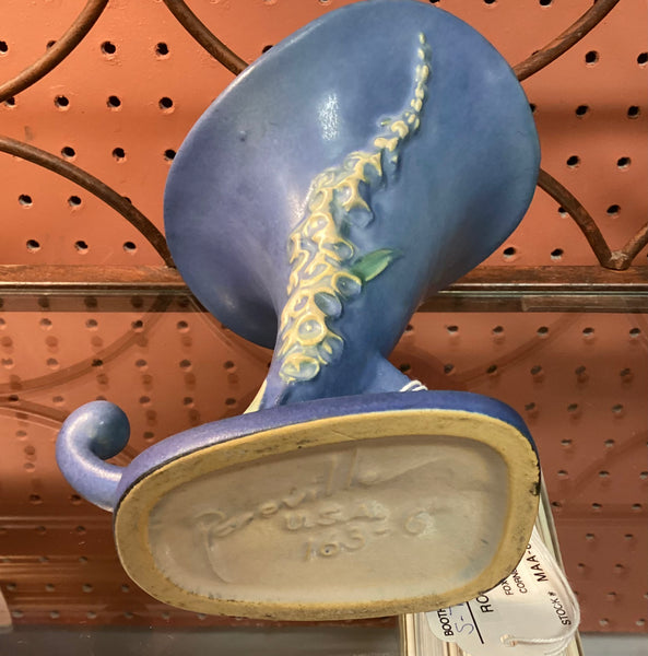 Roseville Blue Foxglove Cornucopia Vase 163-6