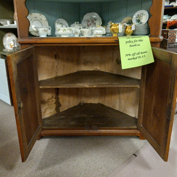 Antique Pine 2-Piece Country Corner Cupboard CA 1840s
