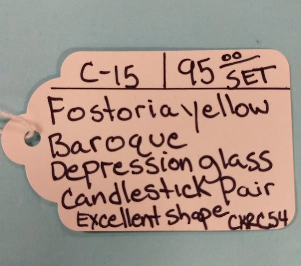Fostoria Yellow Baroque Candlesticks