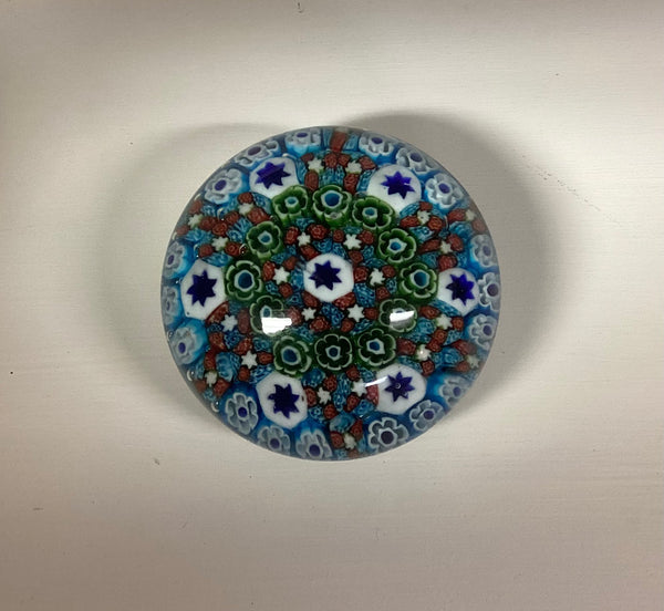 Murano Millefiori Art Glass Paperweight in Original Box