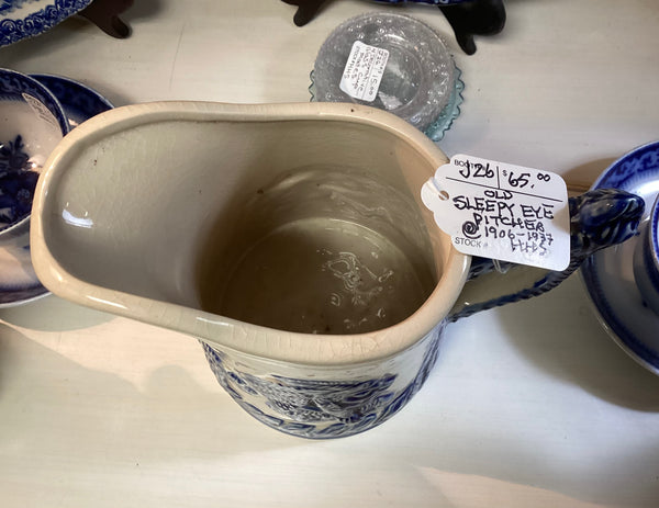 Old Sleepy Eye Cobalt & White Pitcher