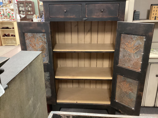 Primitive Style Wheat Tin Pie Safe