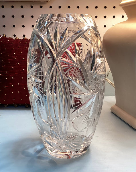 Czech Bohemia 24% Lead Crystal Pinwheel Vase