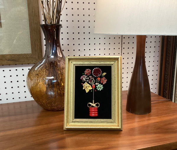 Framed Vintage Jewelry Floral Art