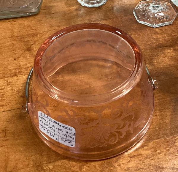 Fostoria Versailles Pink Glass Whipped Cream Dish w/ Handle