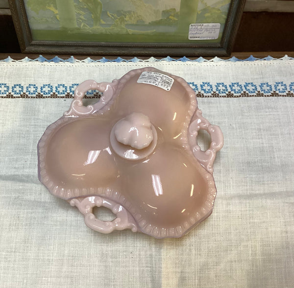 Cambridge Crown Tuscan Pink Divided Candy Dish w/ Lid