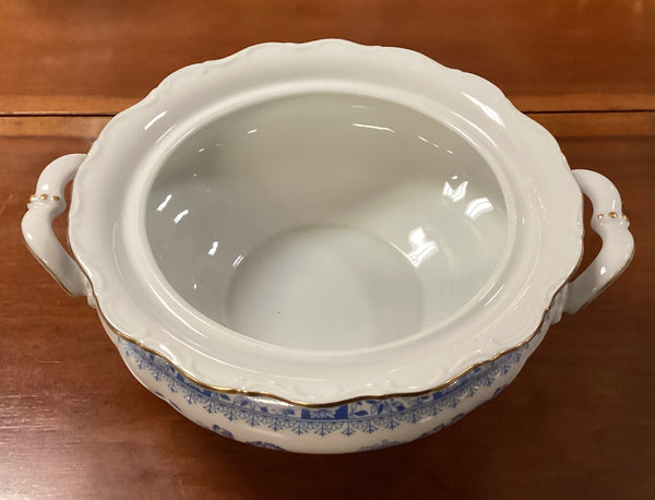 Blue & White Vintage Seltman & Weiden Covered Vegetable Bowl