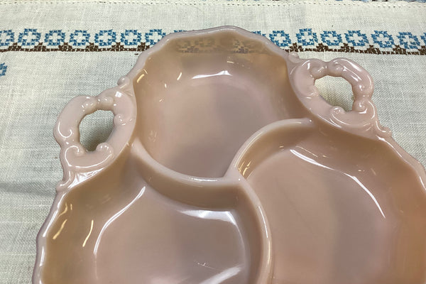 Cambridge Crown Tuscan Pink Divided Candy Dish w/ Lid