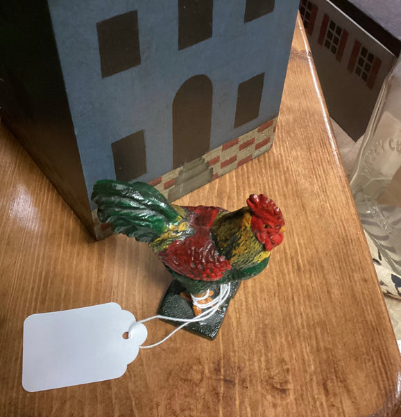 Vintage Painted Cast Iron Rooster Miniature