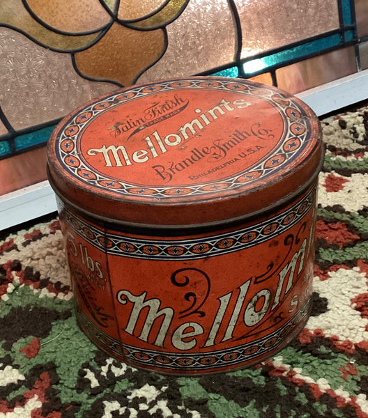 Antique Metal Advertising Tin 5 lbs Mellomints