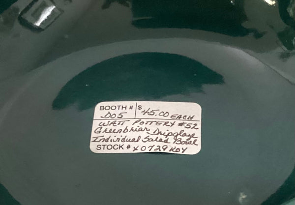 Watt Pottery #52 Green Drip Glaze Salad Bowl