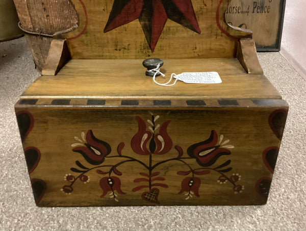 Hand Painted Folk Art Style Wooden Box w/ Lid