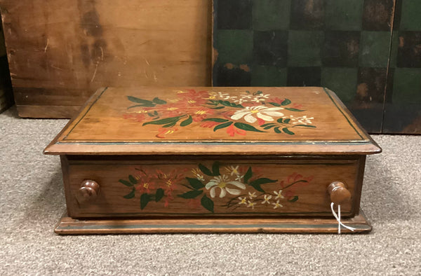Hand Painted Wooden Box w/ Drawer