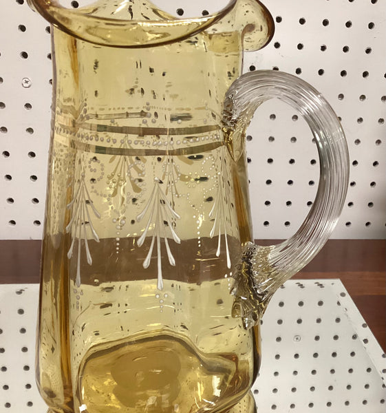 Five Piece Victorian Hand Painted Enamel Lemonade Set