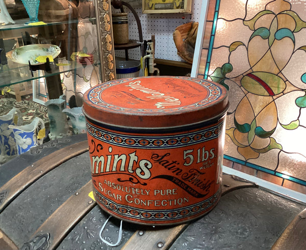 Antique Metal Advertising Tin 5 lbs Mellomints