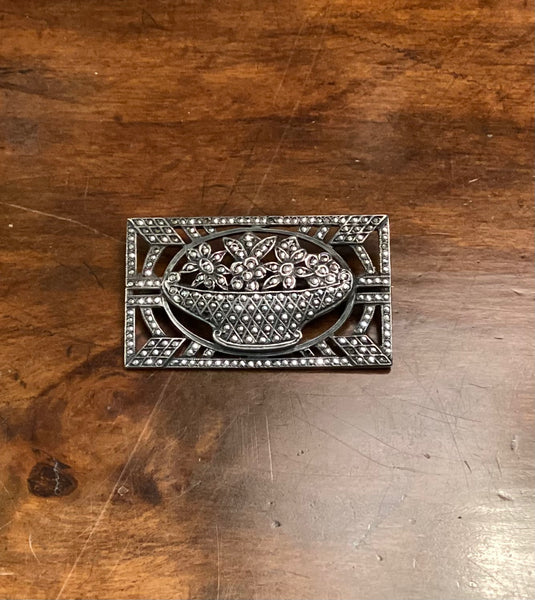 Vintage 1930 Marcasite & Sterling Silver Brooch by Harry Iskin
