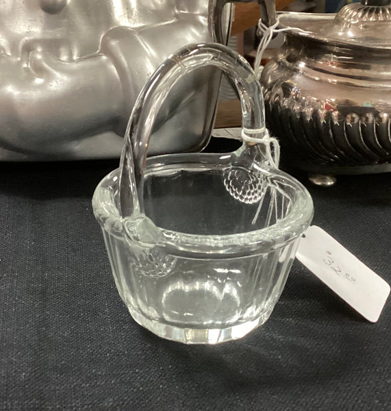 Small Vintage Clear Glass Basket
