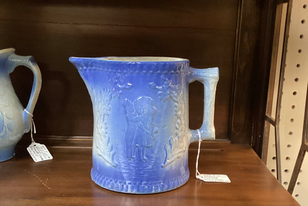 Antique Blue Stoneware Pitcher