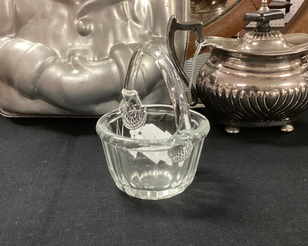 Small Vintage Clear Glass Basket