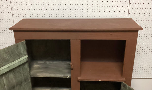 Painted Red Primitive Wooden Cupboard Made in Indiana