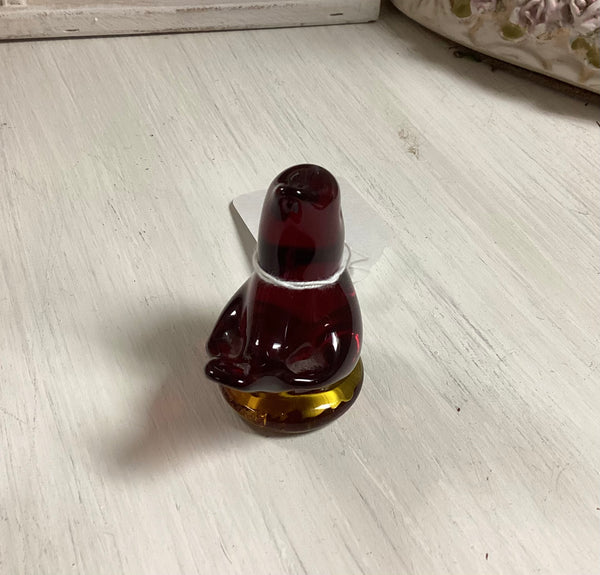 Titan "Cardinal of Love" Miniature Ruby Amberina Art Glass Figurine