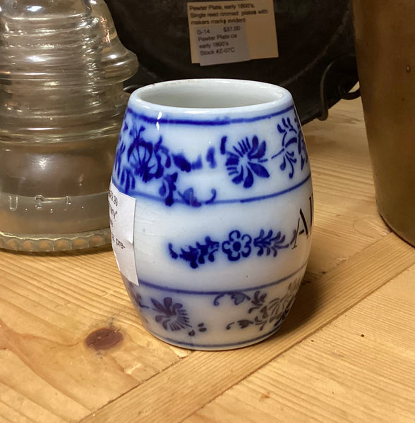 German Made Antique Blue & White Stoneware Allspice Crock